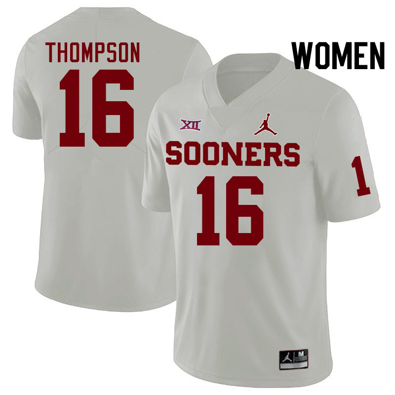 Women #16 Casey Thompson Oklahoma Sooners College Football Jerseys Stitched-White